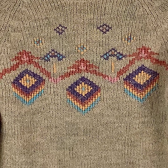 Vintage RBK Turtleneck Fair Isle Pullover Dark Academia Chunky Knit Sweater - Picture 6 of 9